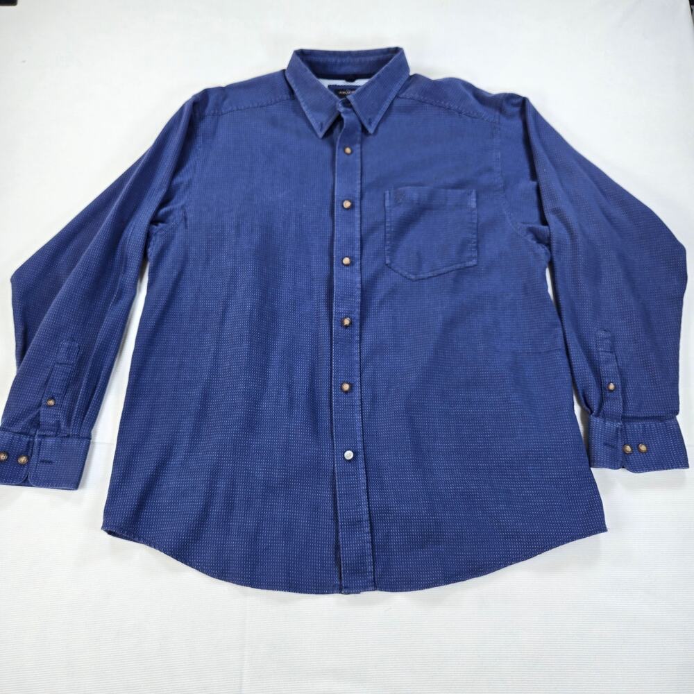 Ariat Pro Series Long Sleeve Button Up Dotted Western Blue Shirt‎ Men's Size XL